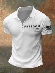 Men's Freedom Is Not Free R.I.P Charlie Kirk Waffle Short Sleeve Zip Up Top