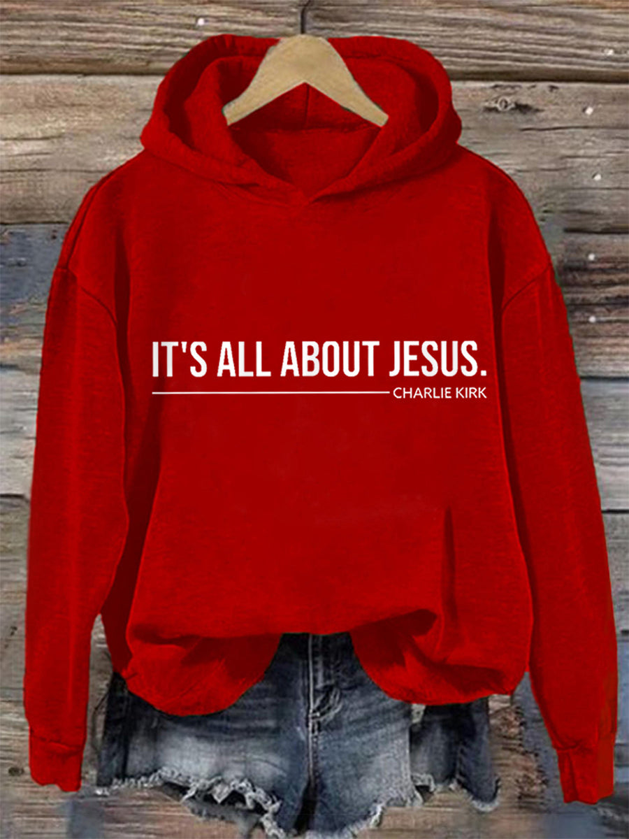 Women's  It's All About Jesus Charlie Kirk Hoodie
