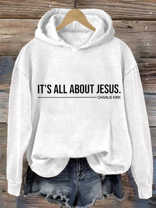 Women's  It's All About Jesus Charlie Kirk Hoodie