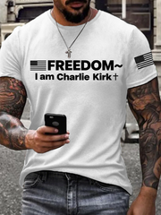 Men's Charlie Kirk Freedom Print imitation cotton short-sleeved T-shirt