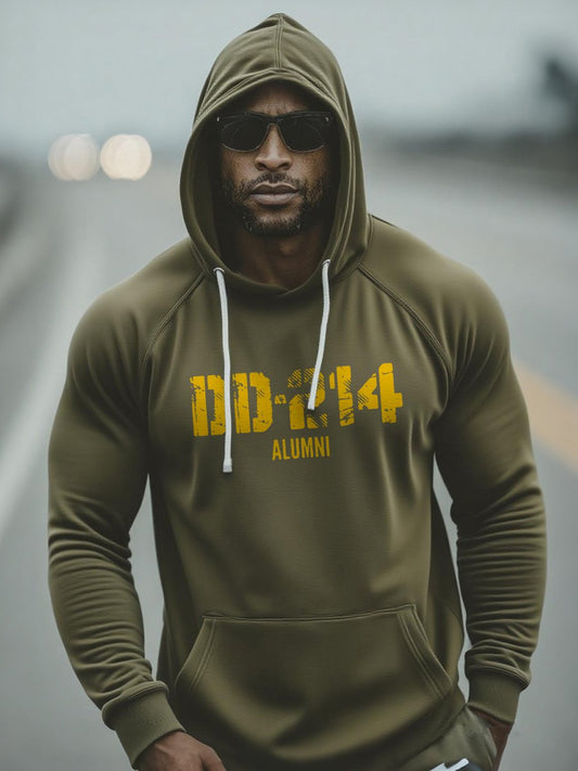 Men‘s Vintage DD-214 Alumni Veteran Print Casual Hoodie