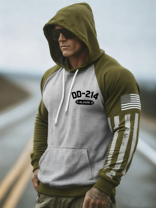 Men‘s Vintage DD-214 Alumni Veteran Print Casual Hoodie