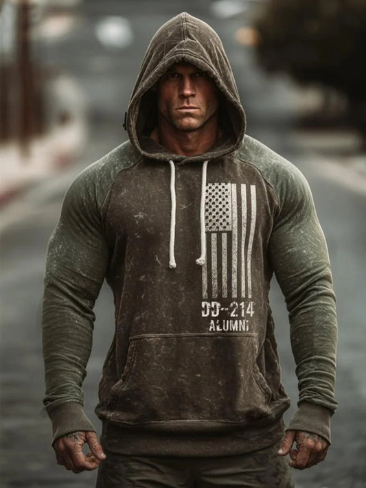 Men‘s Vintage DD-214 Alumni Veteran Print Casual Hoodie