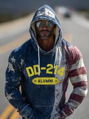 Men‘s Vintage DD-214 Alumni Veteran Print Casual Hoodie