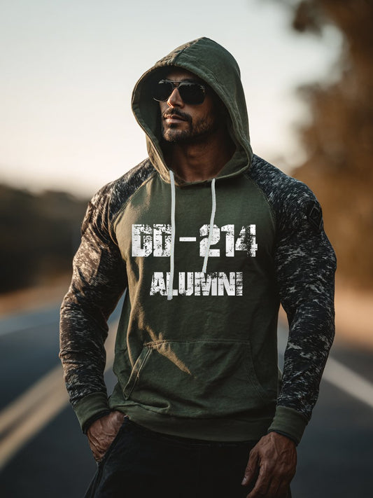 Men‘s Vintage DD-214 Alumni Veteran Print Casual Hoodie