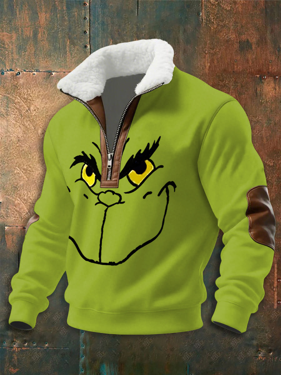 Men's Funny Christmas Print zip-up hoodie