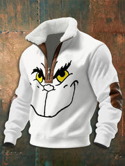 Men's Funny Christmas Print zip-up hoodie