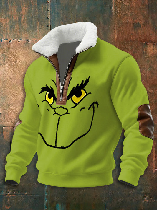 Men's Funny Christmas Print zip-up hoodie