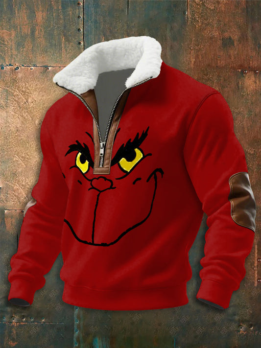 Men's Funny Christmas Print zip-up hoodie