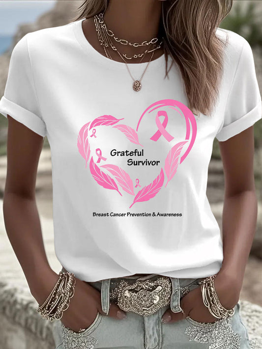 Women's Breast Cancer Awareness Print T-Shirt