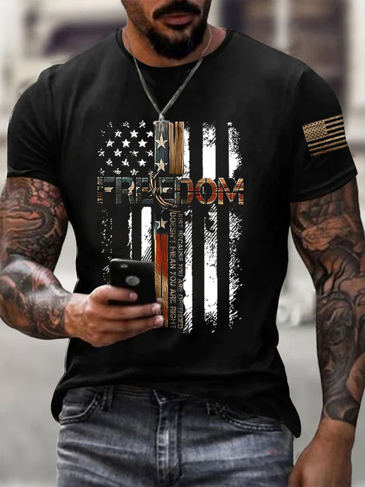 Men's Freedom Flag Cross Short Sleeves T-shirt