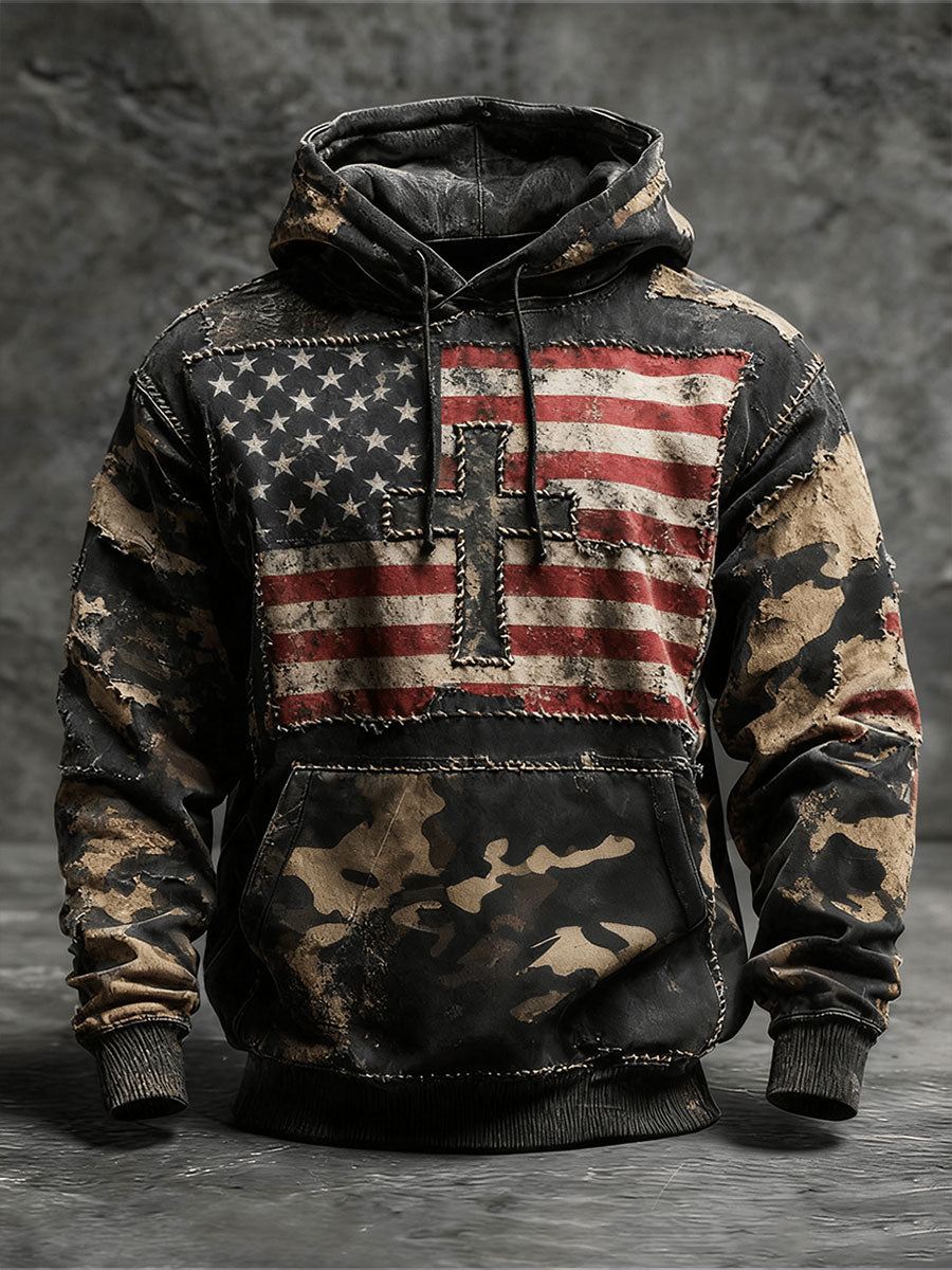 Men's Vintage Faith American Flag Hoodie