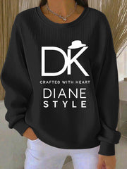 Women's Diane Style Ribbed Round-Neck Sweatshirt