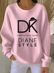 Women's Diane Style Ribbed Round-Neck Sweatshirt