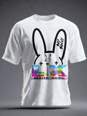 Unisex Bunny Football Music Lover Printed T-shirt