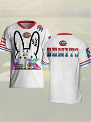 Unisex Bunny Football Music Lover Printed T-shirt