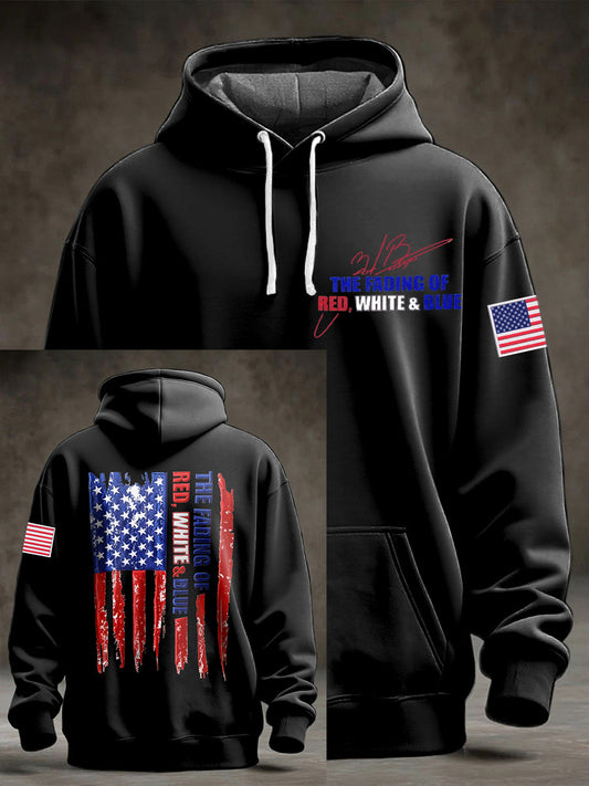 Men's The Fading of the Red White and Blue Printed Hoodie