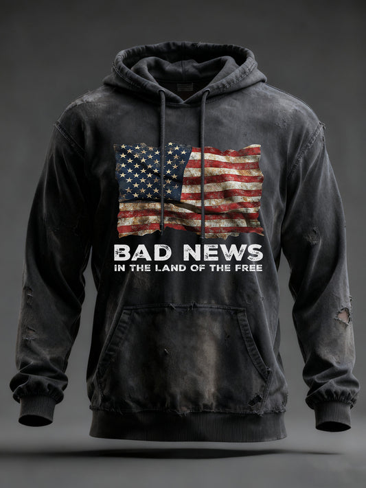 Men's Bad News In The Land Of The Free Printed Hoodie