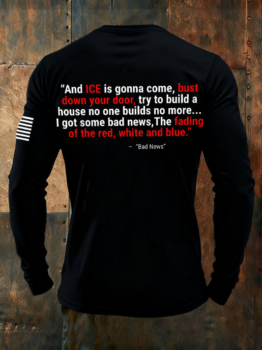 Men's The Fading of the Red White and Blue Printed long sleeve T-shirt