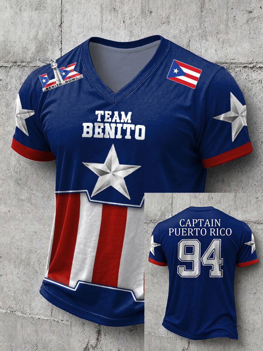 Men's Bunny Football Music Lover Printed T-shirt