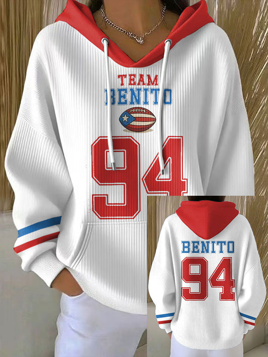 Women's Bunny Football Music Lover Printed Hoodie