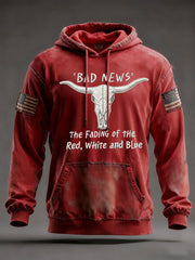 Men's The Fading Of The Red White And Blue Oversized Drop-Shoulder Hoodie With Pockets