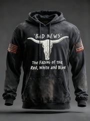 Men's The Fading Of The Red White And Blue Oversized Drop-Shoulder Hoodie With Pockets