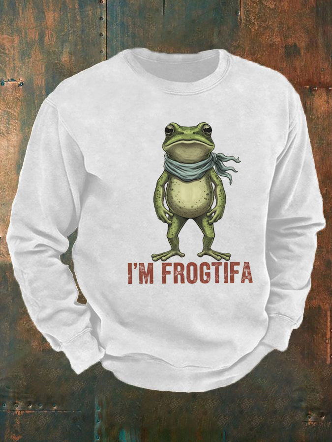 Men's Retro Resist Frog  Crew Neck Sweatshirt