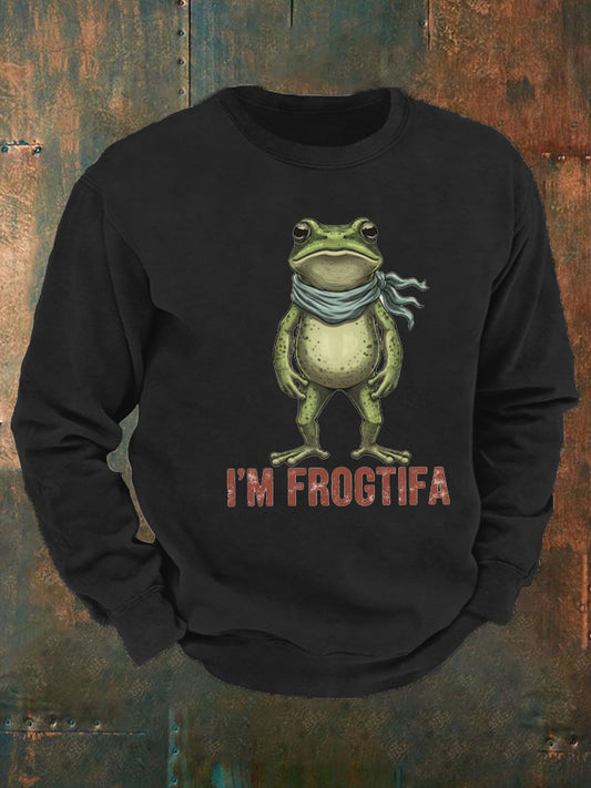 Men's Retro Resist Frog  Crew Neck Sweatshirt
