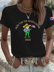 Women's Benito Bunny Super Bowl 2026 and Frog Puerto Rican Flag Shirt