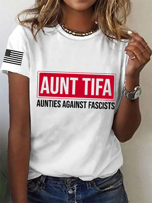 Women's Aunt Tifa Aunties Against Fascists Tee
