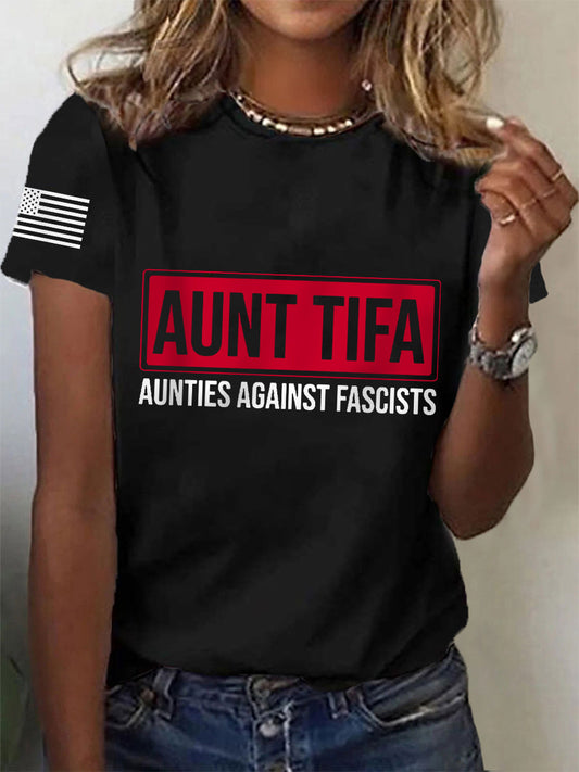 Women's Aunt Tifa Aunties Against Fascists Tee