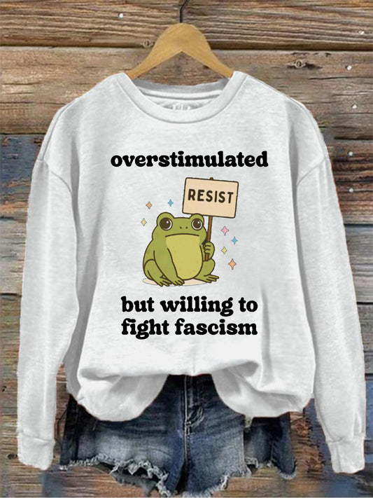 Women's Retro Resist Frog Print Sweatshirt