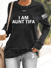 Women's  I Am Aunt Tifa Aunties Against Fascists Sweatshirt
