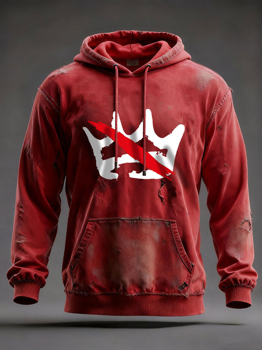 Men's No Kings Printed Casual Hoodie