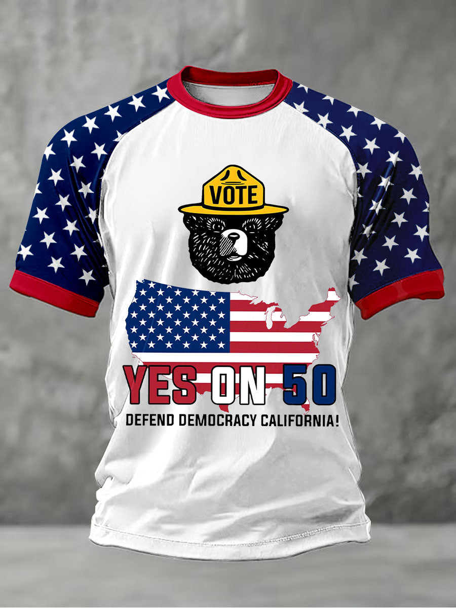 Men's Yes on 50 Defend Democracy California T-shirts