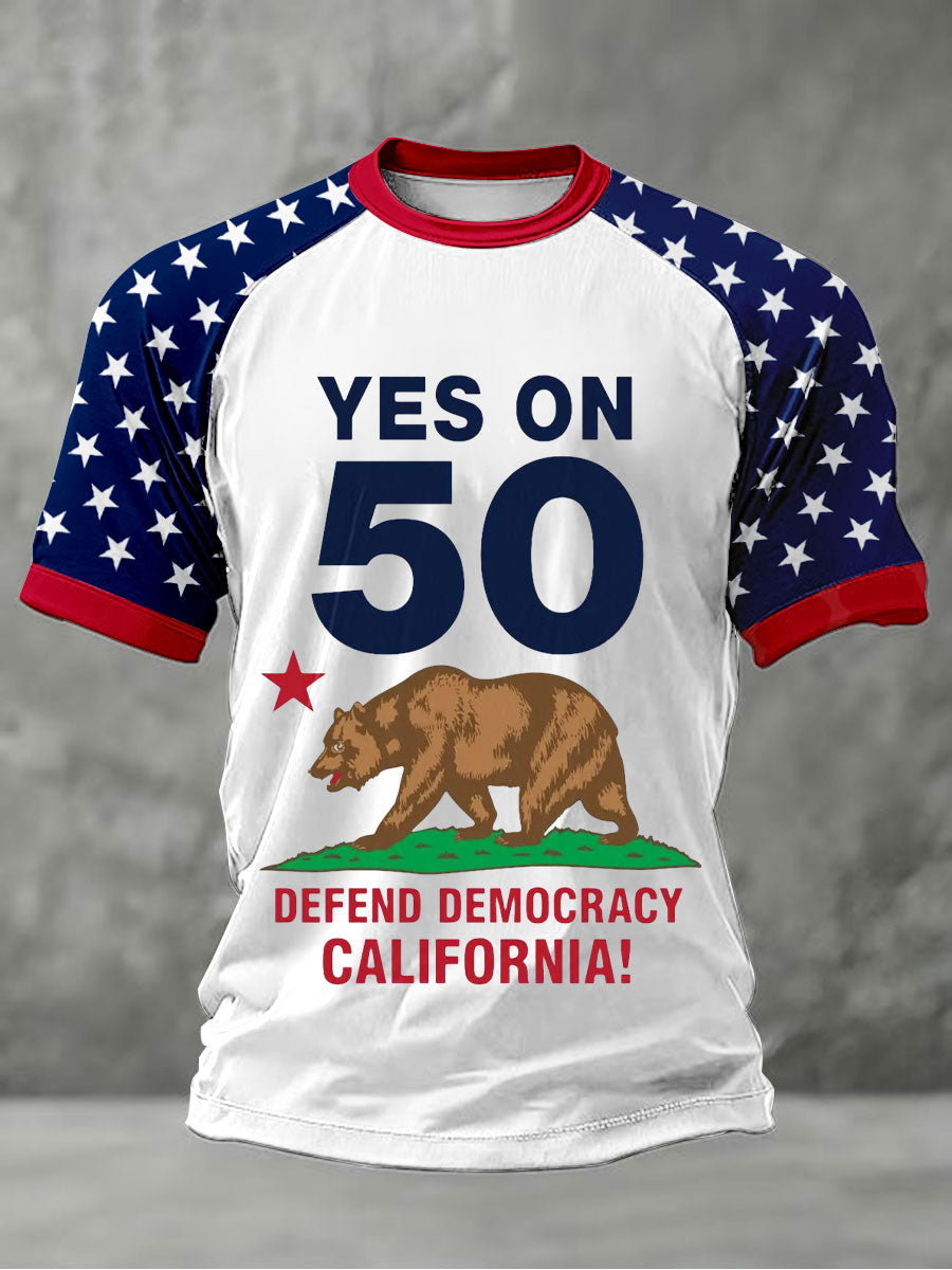Men's Yes on 50 Defend Democracy California T-shirts