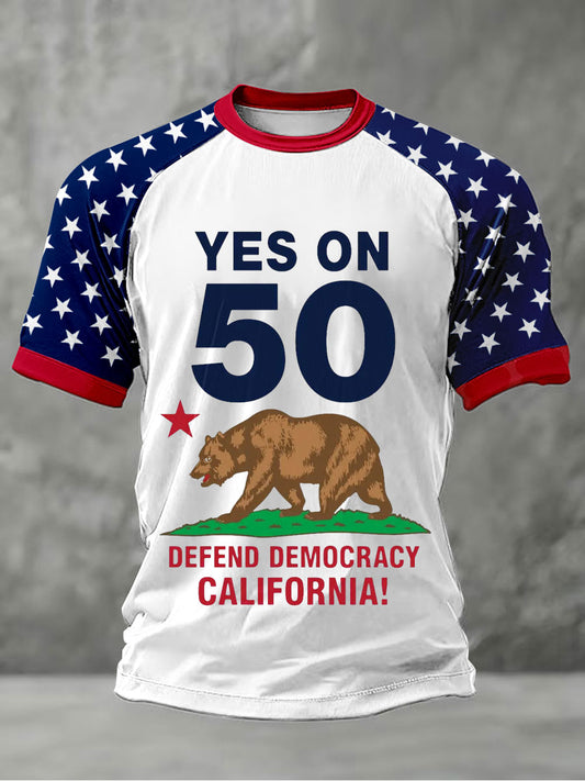 Men's Yes on 50 Defend Democracy California T-shirts