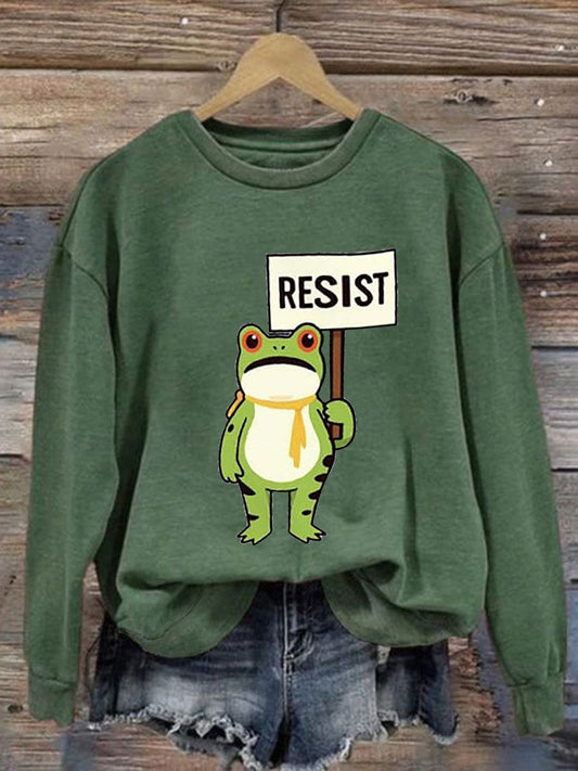 Women's Resist Frog Printed Casual Sweatshirt