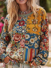 Women's Bohemian Boho Floral Art Printed Sweatshirt